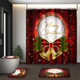 thumbnail image 3 of Juego de 4 cortinas de ducha navideñas, alfombra antideslizante, alfombrilla de baño y tapa de inodoro, decoración de baño con campanas y 12 ganchos, 3 of 7