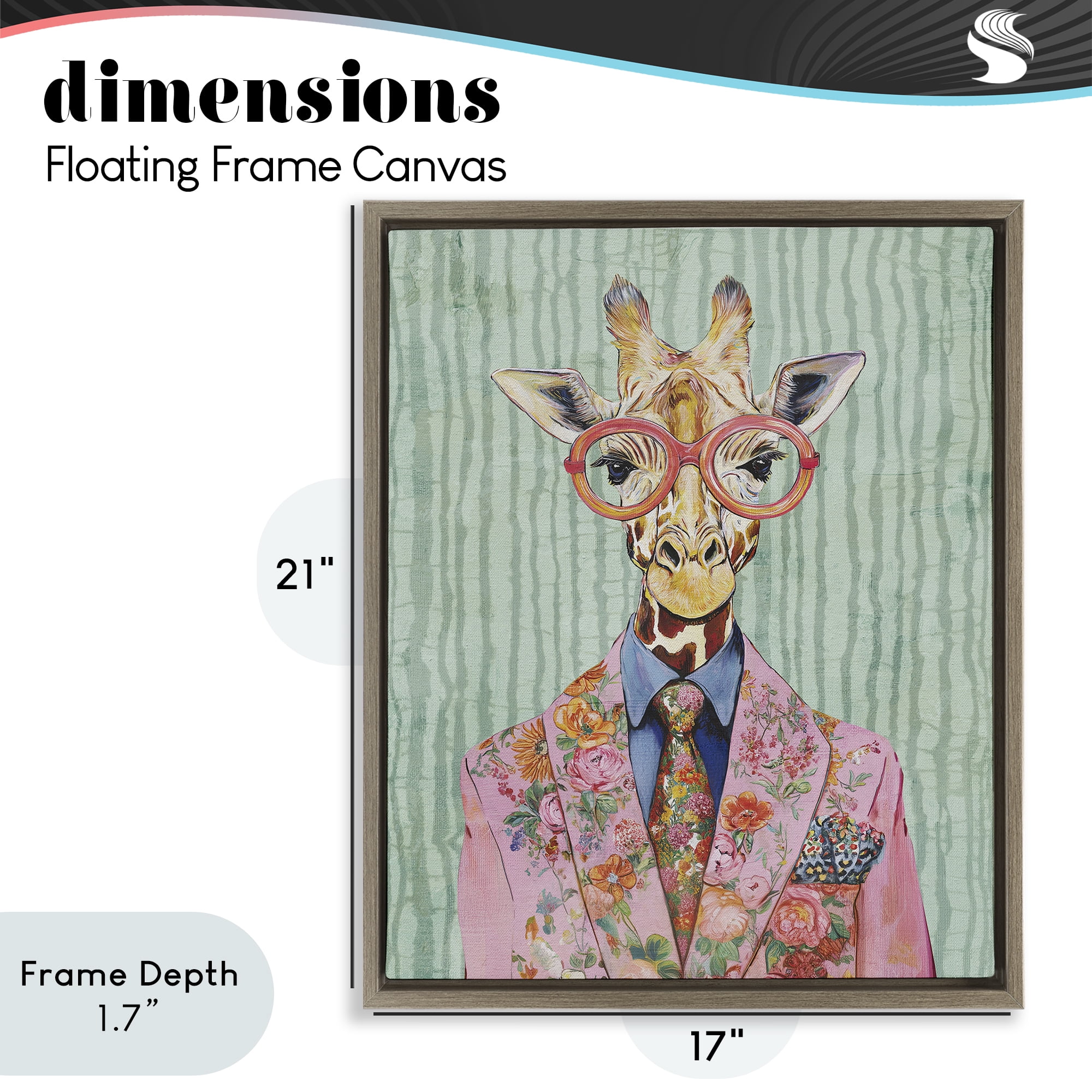 Stupell Industries Tall Stylish Giraffe Brown Framed Floater Canvas Wall Art, design by Svetlana Aleynikova