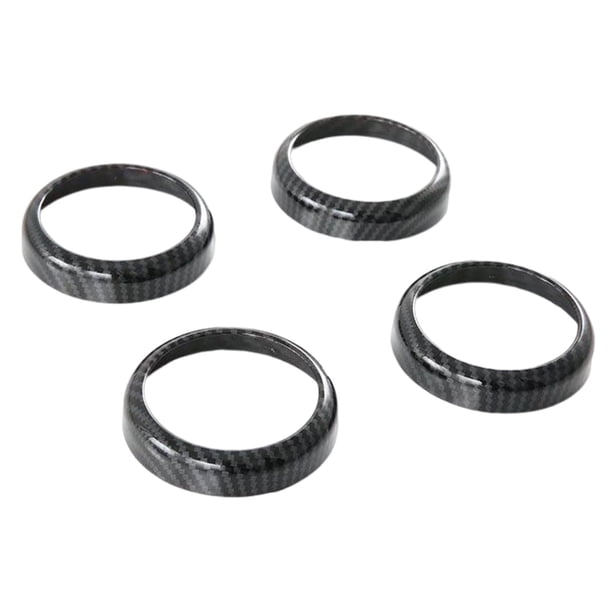 Anillos de puerta Pegatina,Cubiertas de pegatinas de anillos de altavoz de puerta de coche,Calcomanías de anillos de altavoz de fibra de carbono Embellecedores,Reemplazo de decoración de