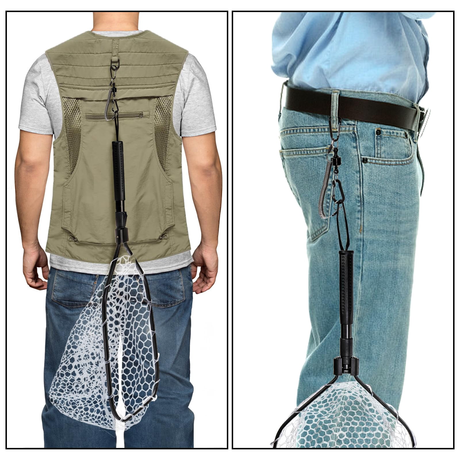Fly Fishing Landing Net  Soft Rubber Mesh Bass Trout With Collapsible Handle And Magnetic Release Folding Catch For Freshwater Gear Accessories