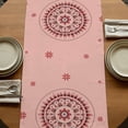 thumbnail image 5 of Table Runners 90 Inches Long Dress Scarves, Pink Floral Farmhouse Coffee/Dining/Kitchen Table Runner for Living Room, Circular Flowers Ethnic Abstract Aesthetic 13x90 Inch, 5 of 9