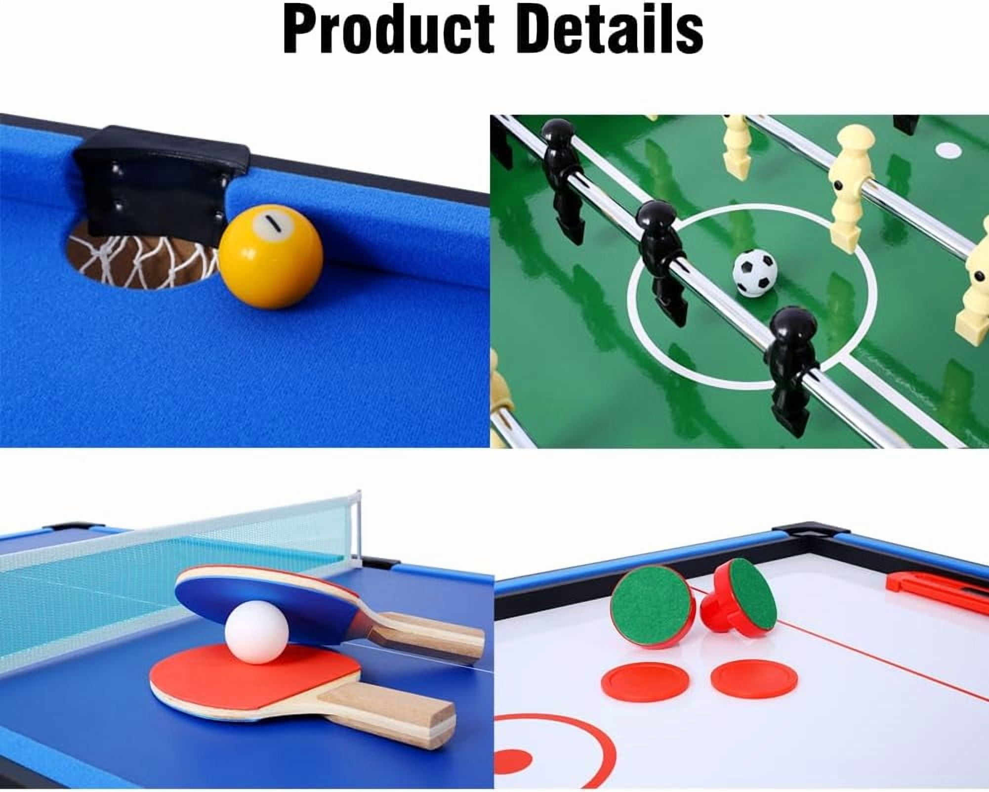 Rugerasy 5 in 1 Multi-Game Table,Combo Game Table with Billiards,Push Hockey,Foosball,Ping Pong,Basketball for Adults,Portable Multi Game Combination Table Set for Home,Game Room,Black/blue