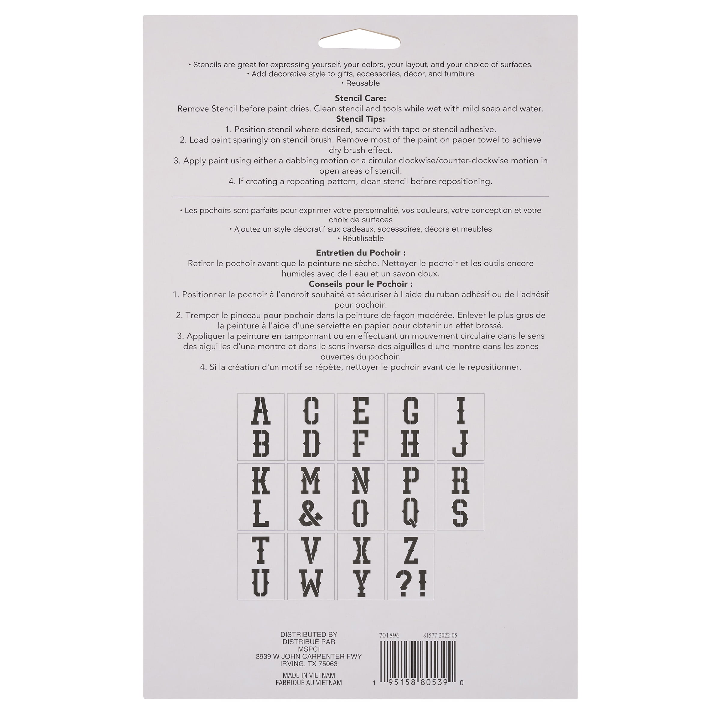 Craft Smart 4" Western Alphabet Serif Stencils - Reusable Plastic, 29 Designs per Pack, 14 Sheets Each - Ideal for DIY Crafts, Decor, Furniture & Gifts, 6 Pack