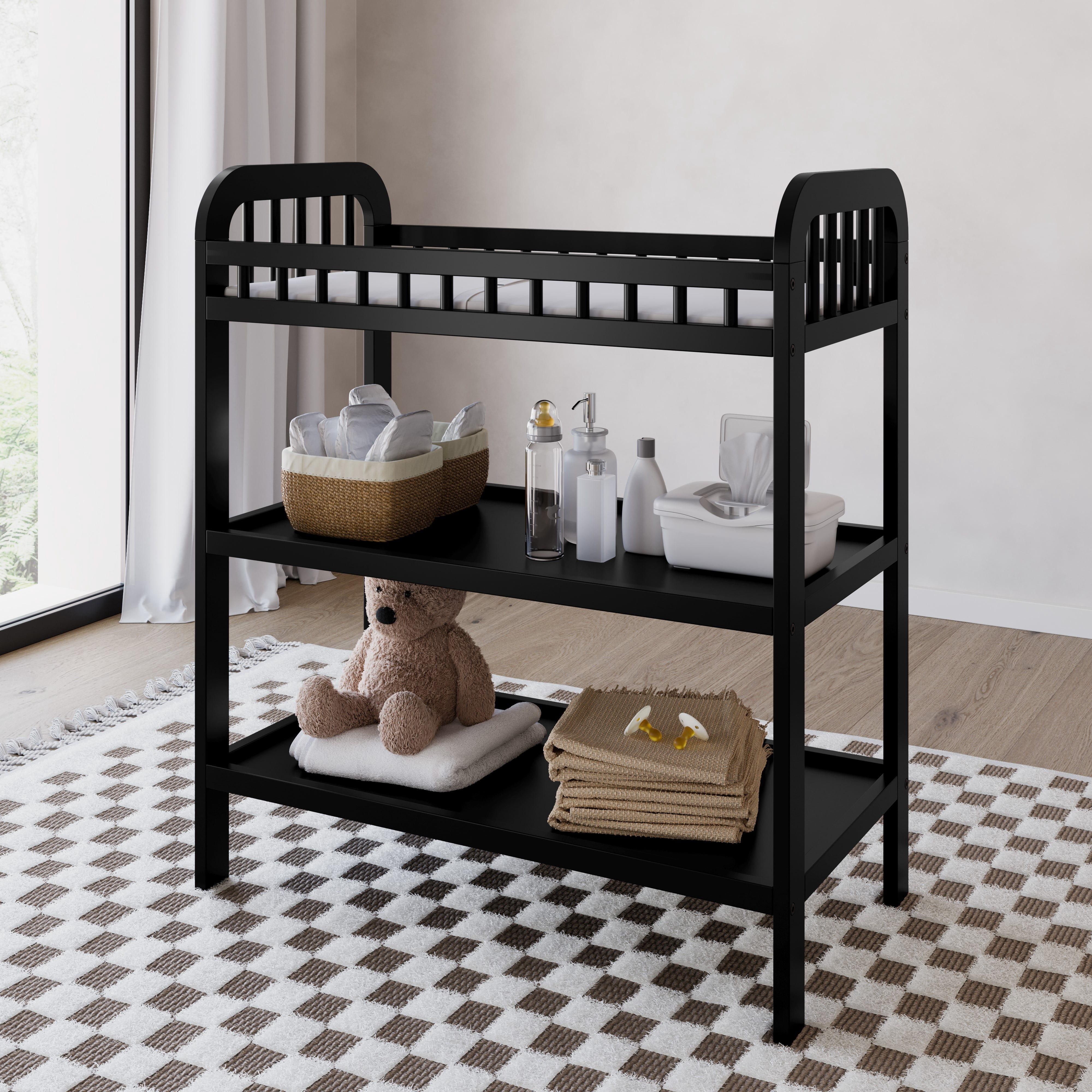 Storkcraft Pasadena Infant Changing Table with Changing Pad, Black