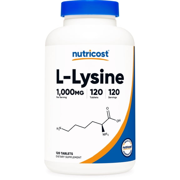 Nutricost L-Lysine 1000mg, 120 Tablets - Gluten Free & Non-GMO Amino Acid Supplement