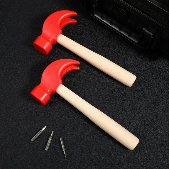 SEWOART Wood Handle Hammer Toy for Kids Lightweight ParentChild Interactive Gift Red Timber 2pcs