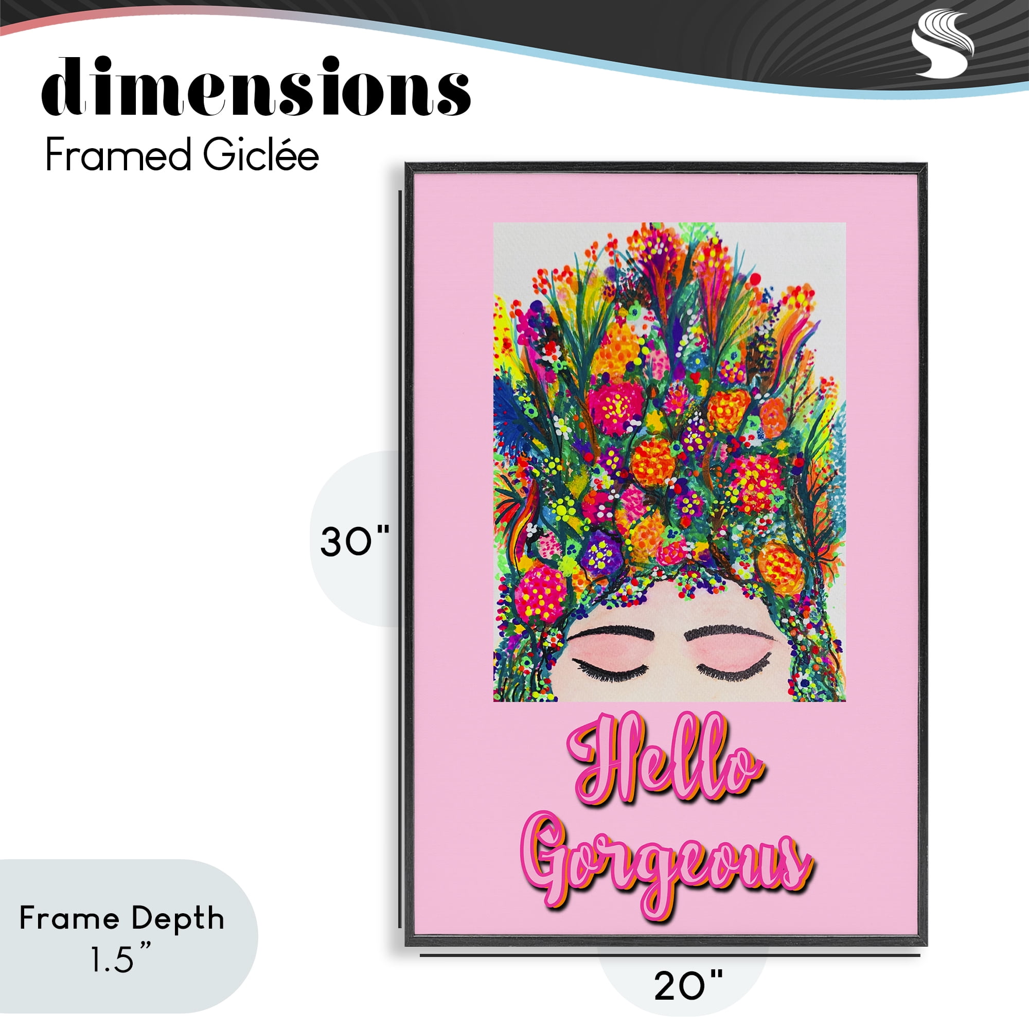Stupell Industries Hello Gorgeous Floral Woman Black Framed Giclee Art, design by Pooja Dave