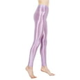 thumbnail image 3 of inhzoy Women's Shiny Yoga Pants Dance Running Leggings Metallic Active Performance Clubwear Tights Light Purple M, 3 of 4