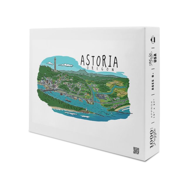 Astoria, Oregon, Line Drawing (1000 Piece Puzzle, Size 19x27