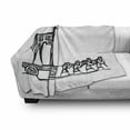 thumbnail image 3 of Odyssey Soft Flannel Fleece Throw Blanket, Monochromatic Greek Historical Wooden Horse Troy Image, Cozy Plush for Indoor and Outdoor Use, 60" x 80", Charcoal Grey and White, by Ambesonne, 3 of 6