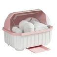thumbnail image 2 of Medium Size Dish Drying Rack and Drain Board with Lid Cover,13.7" x 10.2" x 11",Kitchen Plate Cup Tray Cutlery Drainer(Pink), 2 of 4