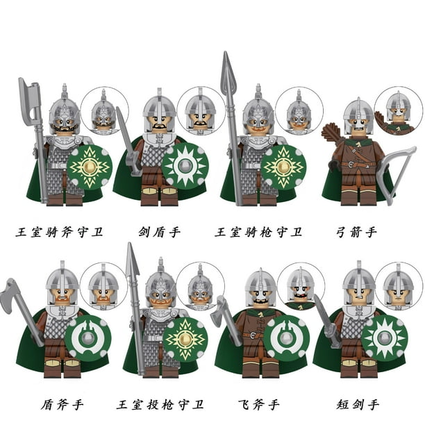 Set de 8 Figuras de Minifiguras de Guerreros Medievales – Guardia Real de Caballería y Figuras de Acción con Escudo, Juguete de Bloques de Construcción DIY para Navidad y Coleccionistas