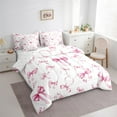 thumbnail image 3 of Homewish Chic Bow Knot Ribbon Bedding Comforter Set 7-Piece, Black Pink King Bedding Sets for Girls, Princess Style Bed Sheets, Lightweight Room Decor, 3 of 8