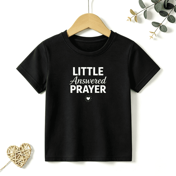 Girls Graphic Tees Little Answered Prayer Kids T Shirt Sweet Faith 100% Cotton Short Sleeve Soft Tops 4-13Y