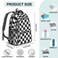 thumbnail image 5 of Black and White Checkered Pattern Backpack for School, Cute School Bag with Adjustable Shoulder Straps and Padded Back, 16.9"x12.6"x5.9", 5 of 5