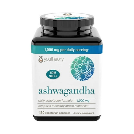 youtheory Ashwagandha 1 000 mg.  180 Capsules