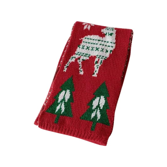 LEKODE Christmas Festive Knit Long Wrap Scarf for Adults, Reversible Cold‑Weather Neck Warmer for Holiday Parties and Everyday Winter Outfits E D One Size