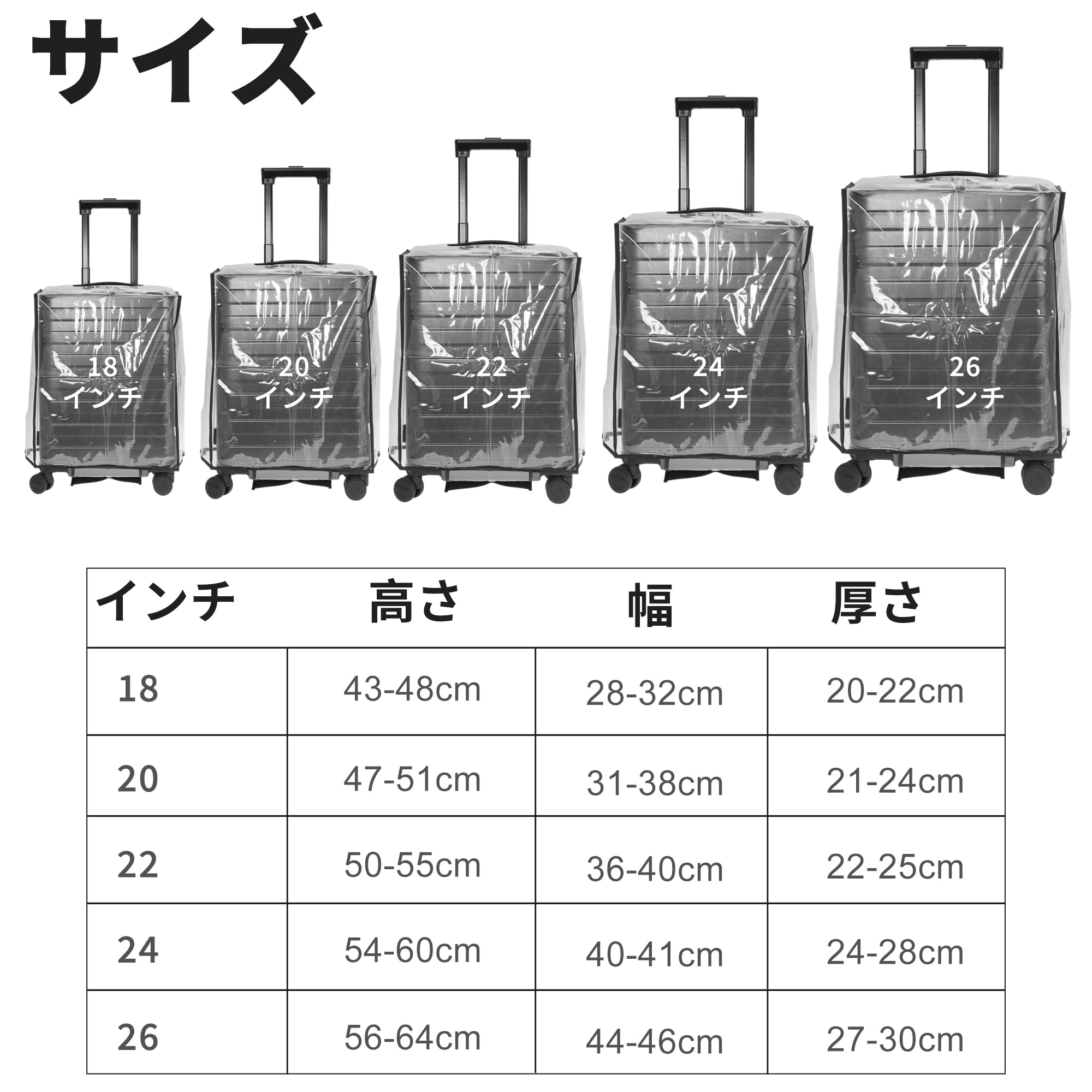 Unique Bargains Luggage Cover Protectors Transparent Sleeve Waterproof Clear Black 24"