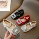thumbnail image 4 of Zapatos de princesa para niñas con hebilla cuadrada y diamantes de imitación vintage, zapatos planos de piel de charol con punta cuadrada, zapatos de leche para niños de una sola capa, 4 of 6