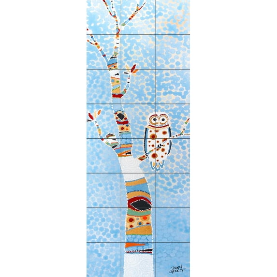 Tile Mural Kitchen Backsplash - Owl-DG - by Dawn Gerety