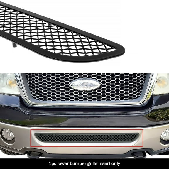 2006-2008 Ford F-150 Stainless Steel Black Powder Coated Finish 1.8 Mm Wire Mesh Black Wire Mesh Grille