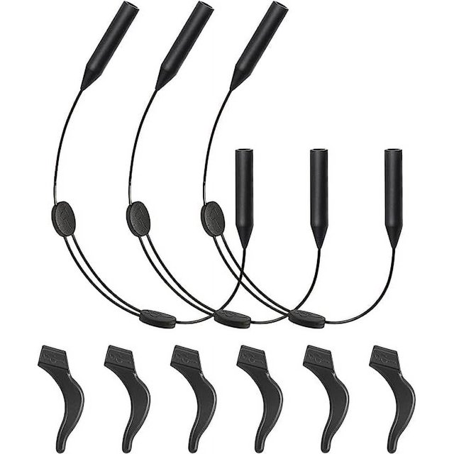 Paquete de 3 correas de silicona para gafas con 3 pares de ganchos para las orejas, soporte ajustable para correa de gafas de sol, correa para gafas