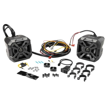 Kicker PowerCans 6.5" Powered LED Enclosures & Adapter for Polaris Ride Command
