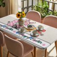 thumbnail image 3 of Spring Easter Table Cloths for 5 Foot Rectangle Tables, Colorful Gnomes Rabbits Eggs Flowers Love Beige Patio Waterproof Elastic Fitted Tablecloths, Washable Rectangular Table Cover for Camping, 3 of 8