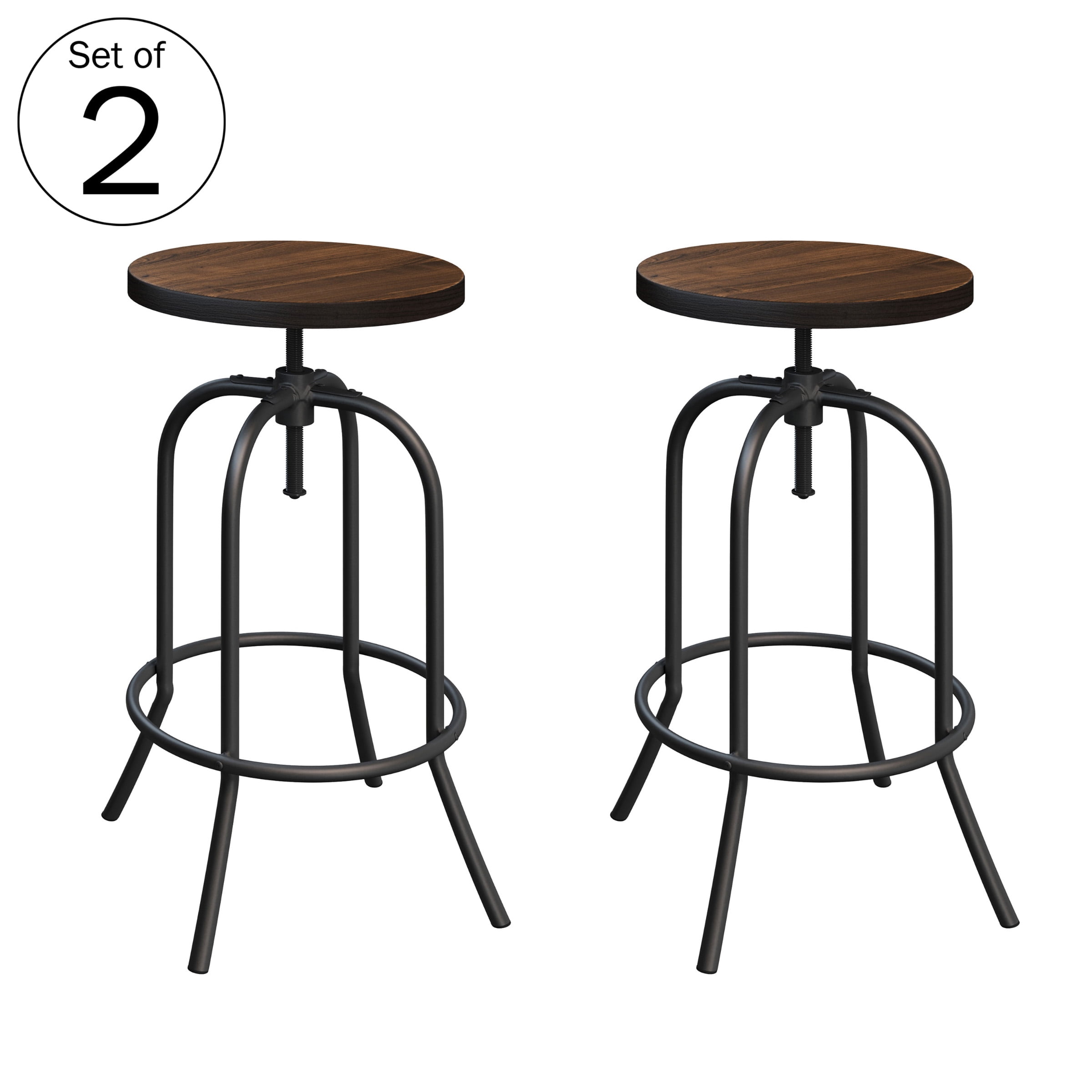 Lavish Home Set of 2 Swivel and Adjustable Bar Stools for Bar or Counter