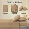thumbnail image 4 of Split Bed Sheet Set 5 Pieces (1 Flat, 2 Fitted Sheet, 2 Pillow Covers) - 100% Egyptian Cotton - 800 Thread Count Deep Pocket up to 34" Mattress Size Split King Color Taupe Solid, 4 of 5