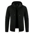 thumbnail image 2 of Herrnalise Men's Fashion Autumn And Winter Stand Collar Sweater Casual Fleece Jacket Black, 2 of 5