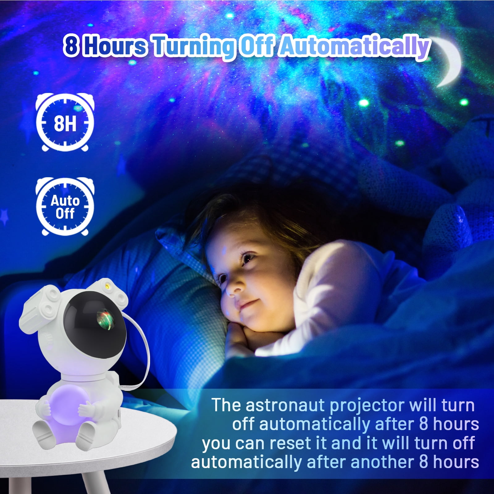 KIMHY Astronaut Galaxy Projector, 2 in 1 Night Light for Bedroom with Moon Lamp, Star Projector Galaxy Light for Kids Christmas