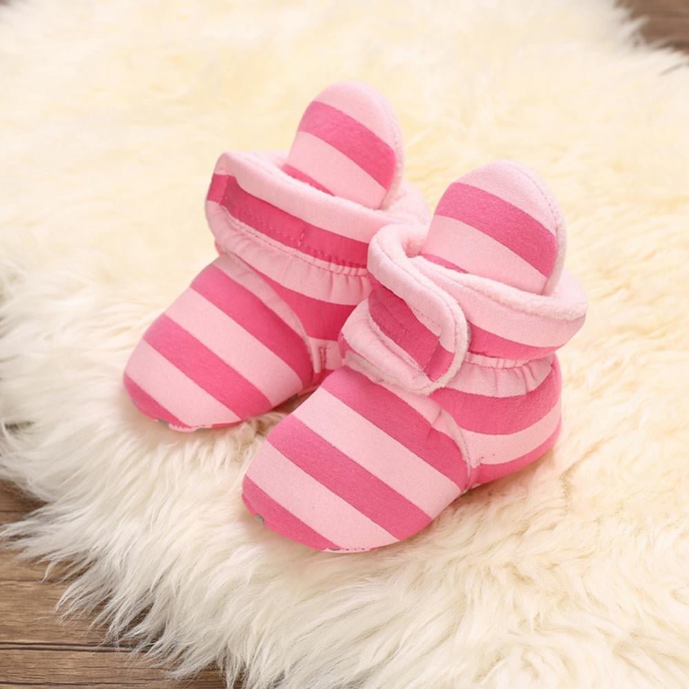 Pink 13cm Fox Striped Infant Toddler Baby Boy Girl Soft Anti for Infant Toddler Boys Girls Anti-Slip Sole Prewalker Shoes 