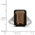 thumbnail image 2 of White Sterling Silver Ring Band Gemstone Smoky Quartz Square Diamond, 2 of 2