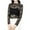 086 Black, variant on Fanxing Women's Lace Long Sleeve Tops Plus Size T-shirts See-Through Mock Neck Tees Shirts Fitted Blouses Black,L