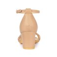 thumbnail image 2 of BLISSFUL STEP Women's Block Heels Ankle Strap Braided Heel Sandals Nude (Size 7.5), 2 of 7
