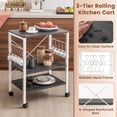 thumbnail image 7 of Resenkos 3-Tier Kitchen Baker's Rack Microwave Oven Storage Cart with Hooks-Deep Brown, Storage Rack Microwave Oven Stand for Spices, Pots, and Pans, 7 of 7