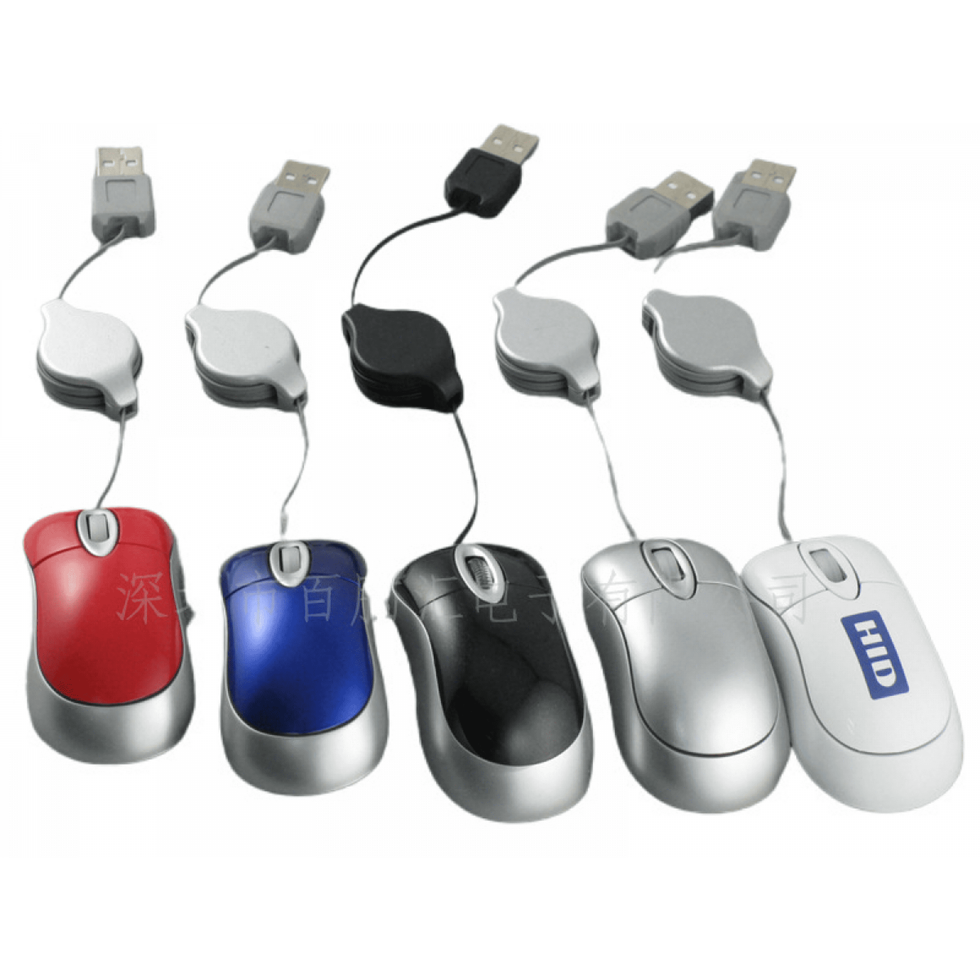 Angoily 3-Pack Retractable USB Mouse - Mini Portable Wired Optical Mouse With Comfort Grip (1600 DPI)