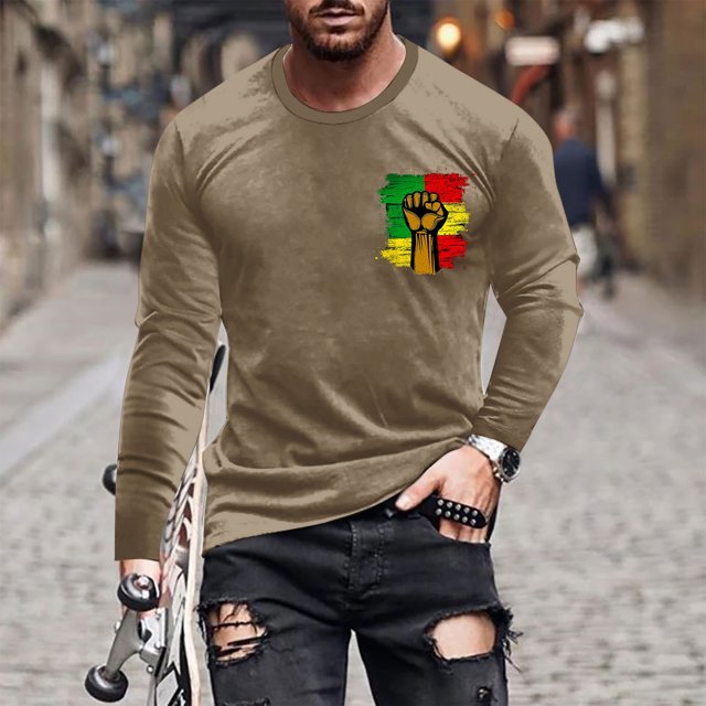 Blusas y camisas de manga larga con cuello redondo para hombre, blusa con estampado de liberación, de manga larga y cuello redondo, blusa para hombre.