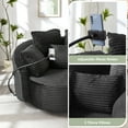 thumbnail image 6 of 56"W Oversized Swivel Accent Chair, Round Sofa Chair with Adjustable Phone Holder, Corduroy Upholstered Barrel Chair for Living Room, Black, 6 of 10