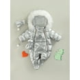 thumbnail image 2 of Qiylii Baby Winter Thicken Footed Bodysuit, Glossy Hooded Long Sleeves Romper with Gloves, 2 of 8