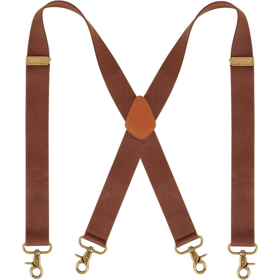 Men's Braces with 4 Hook Clips, Hook Braces for Men Trousers Heavy Duty, Men Braces for Trousers X Shape Adjustable Elastic