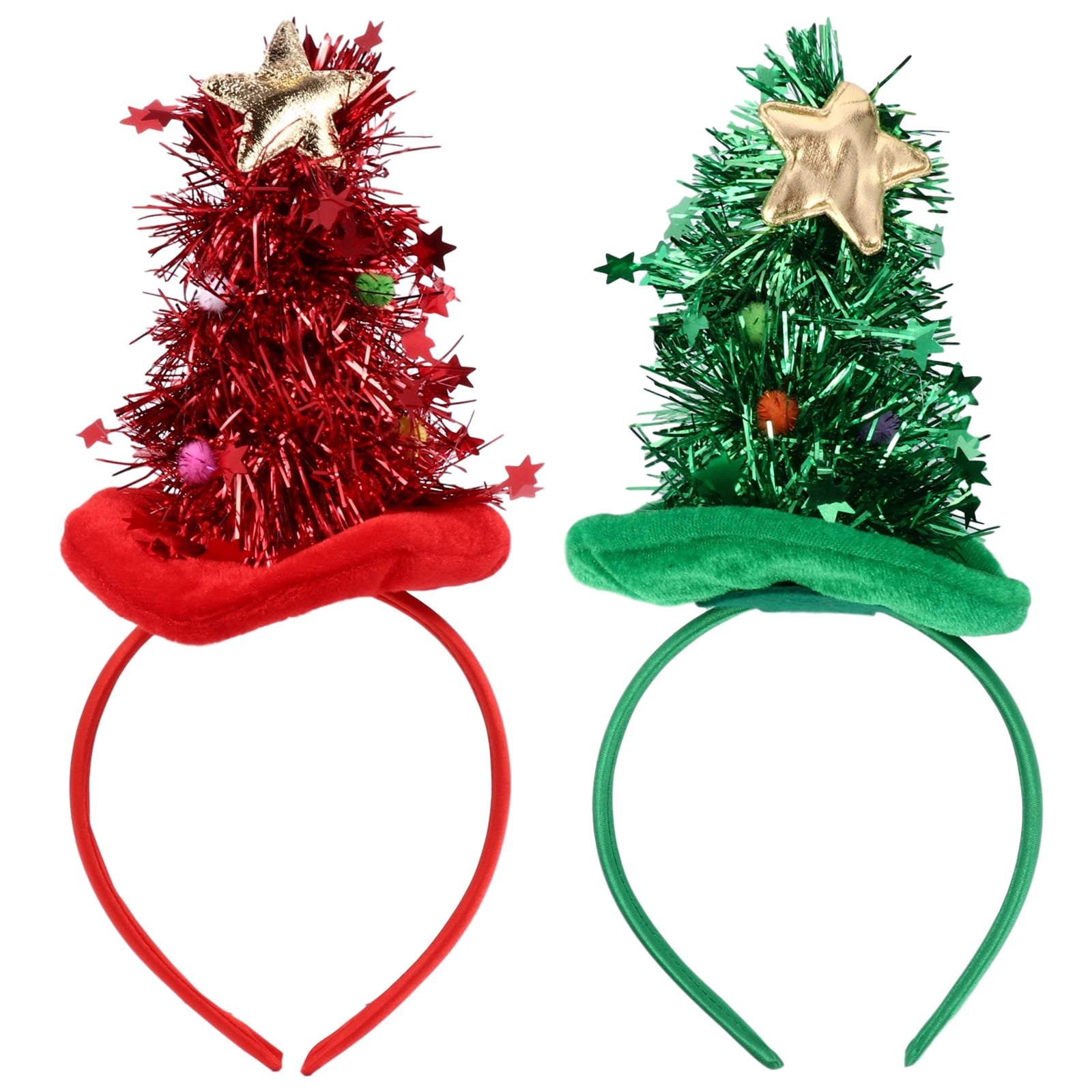 2pcs Christmas Tree Design Headdress Headband Hair Hoop Headpiece without  Light 