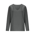 thumbnail image 4 of LIZUOJUN Cotton Linen Shirts For Women V-Neck Casual Loose Fit Long Sleeve Tunic Tops Lightweight Breathable Tops for Everyday Wear Grey M, 4 of 6