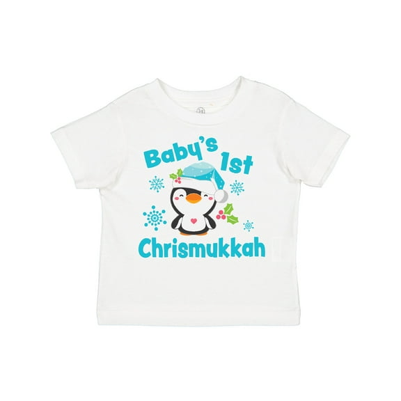 Inktastic Baby's 1st Chrismukkah with Cute Baby Penguin and Snowflakes Boys or Girls Toddler T-Shirt
