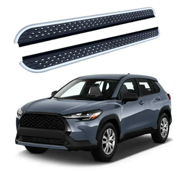 2Pcs Aluminum Running Boards Fixed Nerf Bars Side Steps with Brackets Compatible with Toyota Grand Highlander 2025(LB)