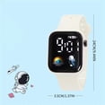 thumbnail image 2 of NovaStitch Square Large Screen Silicone Strap Digital Watch, Electronic Wristwatch with Time Year Display, Casual Sport Wrist Watch for Teens - White, 2 of 7