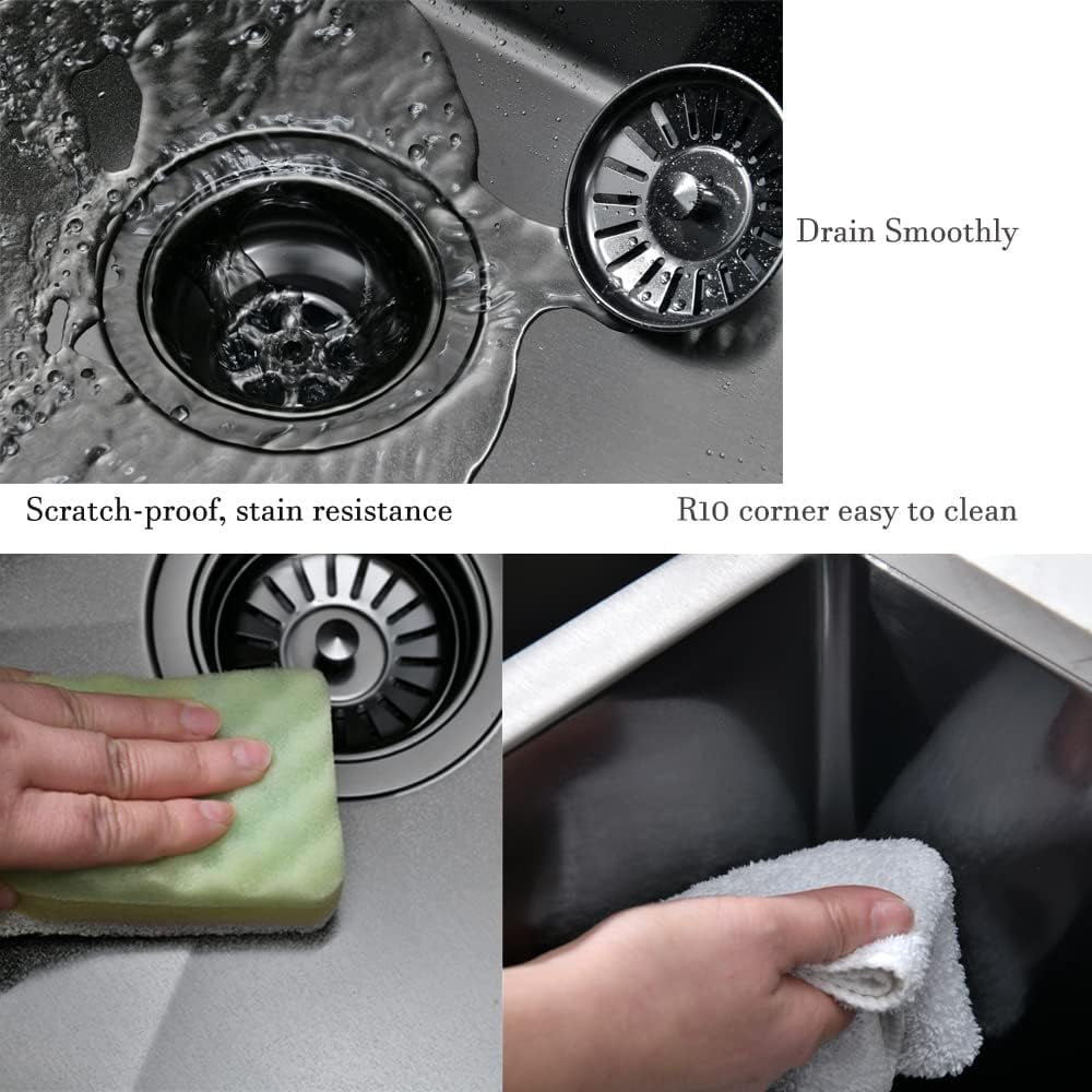 Black Bar Sink UndermountCHALKSEA 15x17 Inch Black Stainless Steel Wet