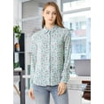 thumbnail image 2 of INSPIRE CHIC Women's Button Down Long Sleeve Ditsy Floral Shirt Blue L, 2 of 6