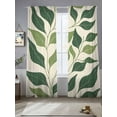 thumbnail image 2 of Abstract Tropical Plants Sheer Curtains for Living Room Bedroom, Light-filtering Sheer Curtain, Retro Green Leave Rod Pocket Voile Window Treatment Drapes, 52’’Wx108’’L, 2 Panels Set, 2 of 7